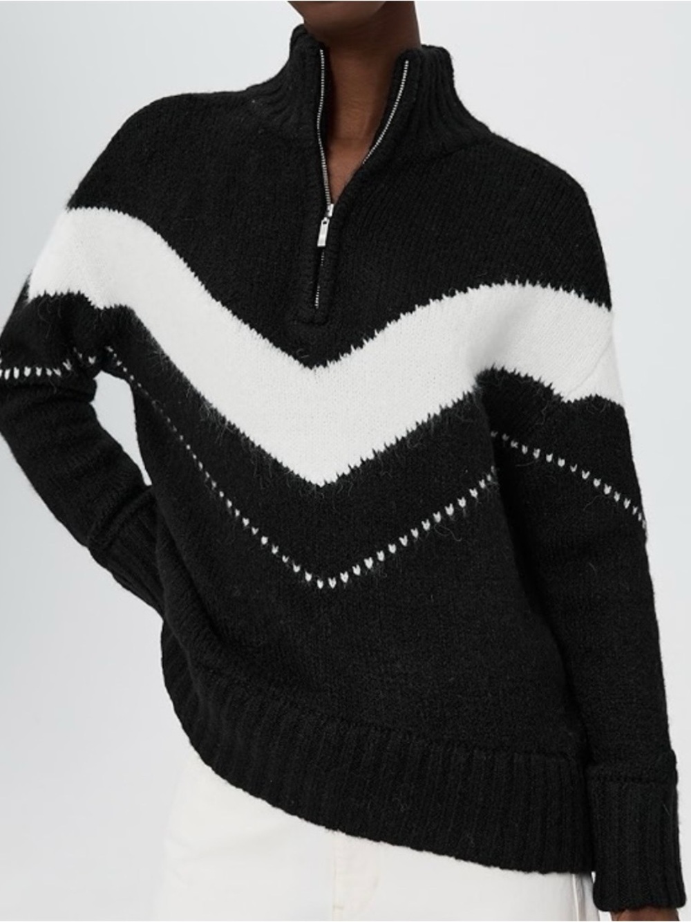 NWOT pistola Black & White ARDEN Chevron Half-Zip Sweater Sz XL